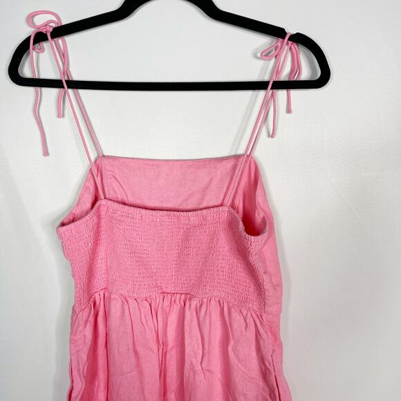 Old Navy S Pink Fit and Flare Tie Shoulder Mini Cami Dress Sparkle Berry Square - Picture 5 of 12